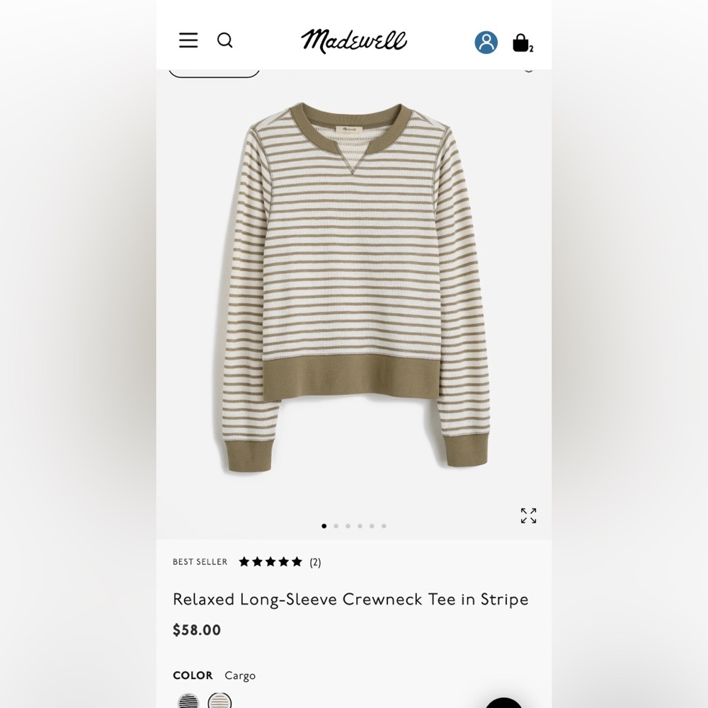 Relaxed Long-Sleeve Crewneck Tee in Stripe